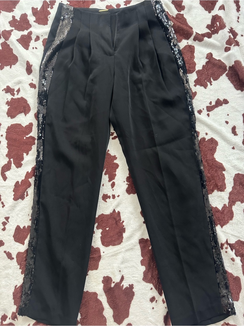 Elie Tahari Black Boot Cut Pants with Sequined Side Panels